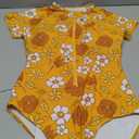 Century Star Short Sleeve Swimsuit Women Bathing Suit One Piece 2026 Teen Girls Modest Rash Guard Swimsuit High Neck Cute (Large, Yellow Floral)