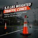 RoadHero 8 Pack 28 Inch 5.5 Lb Traffic Cones with Heavy Black Base, Orange Safety Cone with Reflective Collar for Parking Lot, Construction Work, Road Safety