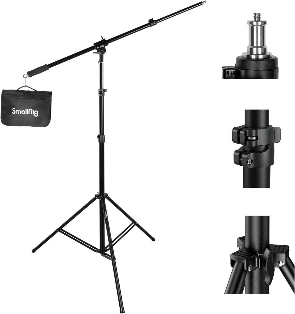 SmallRig 9.2ft Light Stand with Boom Arm, Photography Lighting Tripod
Air-Cushioned Aluminum Heavy-Duty Stand with 1/4" Screw for Softbox, Flash, Ring Light, Max Load 17.6lbs, RA-S280A