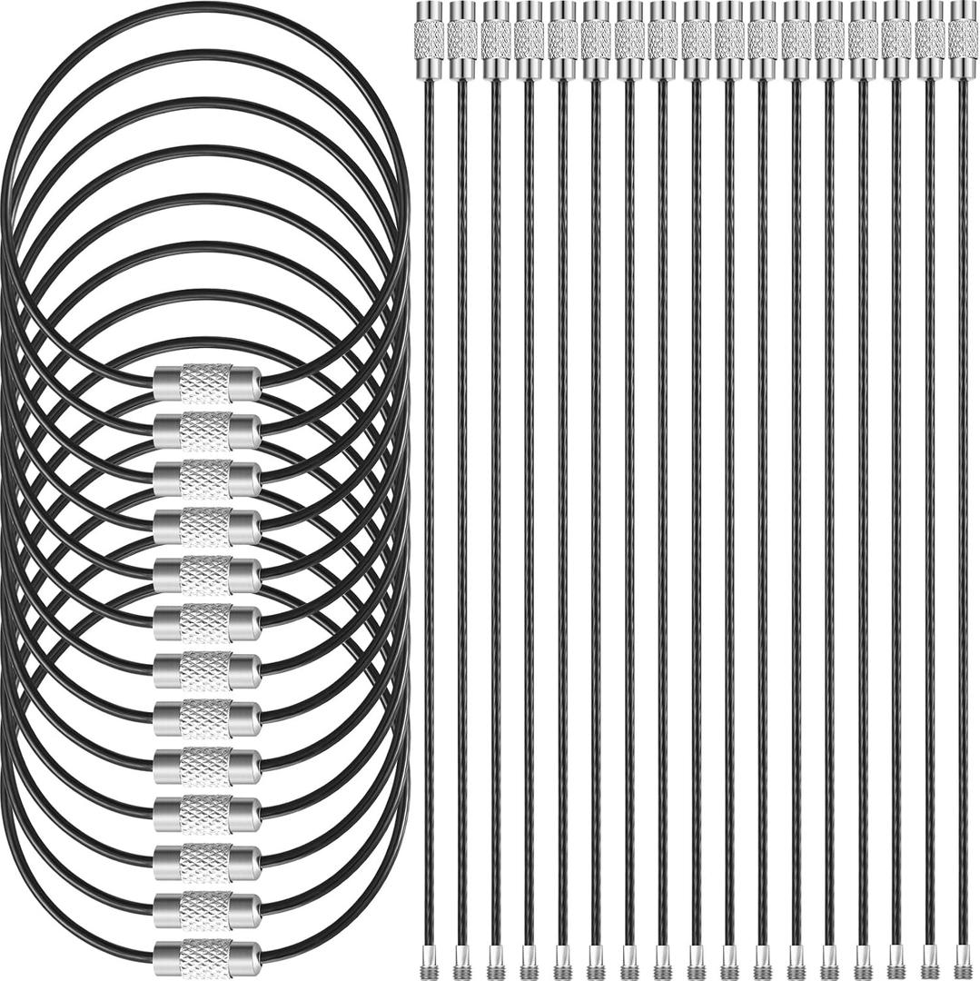 Tuanse 200 Pcs Wire Keychain Cable Stainless Steel Wire Ring Cable Heavy Duty Luggage Tags Loops Tag Keepers 2mm Twist Barrel(5.91 Inch Long)