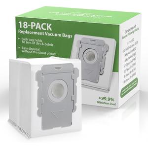 18 Pack Vacuum Bags for iRobot Roomba i7, i7+, i7Plus, i8, i8+, i3, i3+, i4, i4+, i6, i6+, s9, s9+, s9Plus, i and s Series Clean Base Automatic Dirt Disposal Bags