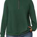 DOLNINE Plus-Size-Sweatshirts for Women Casual Oversized Half Zip Pullover Tops Dressy Long Sleeve Crewneck Blouses Shirts (Green)