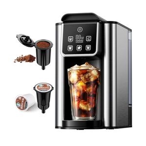 Hot & Iced Coffee Maker with Bold Setting, Single Serve Coffee Maker for K Cup and Grounds, 6-14 Oz Brew Sizes, 50 Oz Removable Water Tank, One Cup Coffee Machine with Reusable Filter, Black