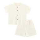 POBIDOBY Baby Boys Short Set Infant Toddler Boys Button Down Short Tops with Cotton Gauze Shorts Summer Beach Outfit 12 Months - 5 Years, XL