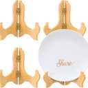 Tatuo 4 Packs Wooden Display Stand Decorative Plate Stands for Display Picture Frame Holder Easels(Wood,4 Inch)