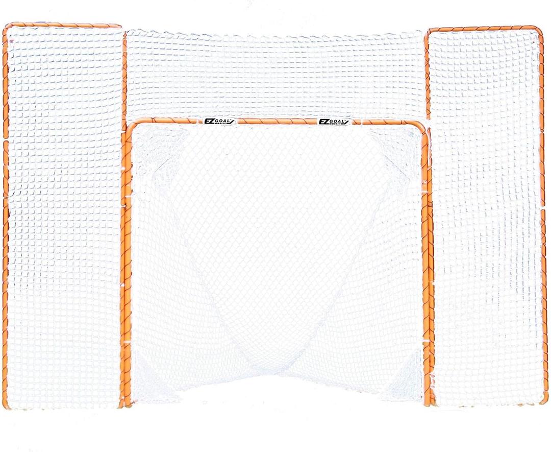 EZGoal Lacrosse Folding Goal with Backstop and Targets, Orange, 6' x 6'