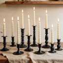 Mumufy Matte Candlestick Holders, Metal Wedding Taper Candle Holders Vintage Candles Stand Set, Candle Stick Decor for Mantel Table Centerpiece Wedding Dining Table Decor Mantelpiece(Black,10 Pcs)
