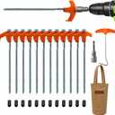 12-Pack Heavy Duty Screw-in Tent Stakes with Drill Adapter & Storage Bag, 8 Galvanized Ground Anchors for Camping, Canopy, Gazebo, Tents, Awnings, Trampolines & Outdoor Securing