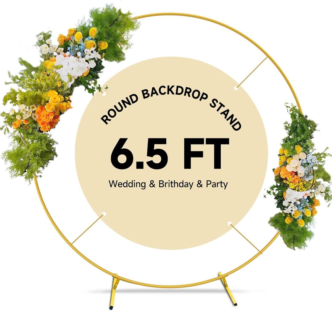 Balloon Arch Stand Metal Round Backdrop Stand Circle Balloon Arch Frame Wedding Arches 6.5FT for Ceremony Birthday Party Baby Shower Decoration