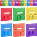 36 Pcs Classroom Chair Pockets 19 x 15.5'' Chairback Pocket with 6 Pockets and Name Tag Holder Back Seat Pockets with double thread sewing for School Seat Chair Storage Organizer(Fresh Color)