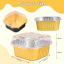 40 Pack Mini Cake Pans with Lids, 5oz Square Aluminum Foil Brownie Baking Cups, Muffin Tin Ramekins, Disposable Dessert Cupcake Cups for Wedding Birthday Party, White
