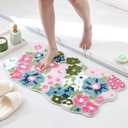 TRUEDAYS Wildflower Floral Bathroom Rug - Cute Tufted Non Slip Soft Flower Shaped Bath Mat, Washable Farmhouse & Cottagecore Bathroom Decor - Aesthetic Green Rug for Vanity, Tub, Entryway