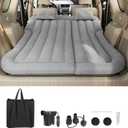 Suv Air Mattress, Car Mattress, Truck Bed Mattress, Car Camping Mattress with 6 Separate Chambers, Inflatable Car Bed with 2 Pillows & Electric Pump, Thickened and Double-Sided Flocking (Grey)