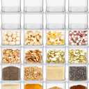 novelinks Clear Plastic Jars with Lids, Reusable Empty Square Storage Containers for Household and Kitchen Organizing (24 Pack Small)