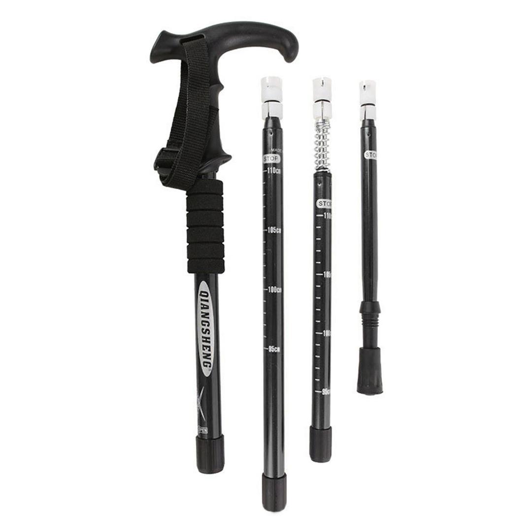 Telescopic Walking Cane 43 Inch with Anti-Shock & T-Grip Handle - 7075 Aluminum Quick Lock Trekking Pole, Ultralight for Hiking, Camping, Mountaineering