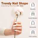 2 x French Tip Press On Nails Almond, Reusable Fake Nails for Women Manicure Set - Party, Daily Wear, 12 Sizes - 24 Pcs with Glue & Jelly Gel, Pearl with Natural Beige Tip