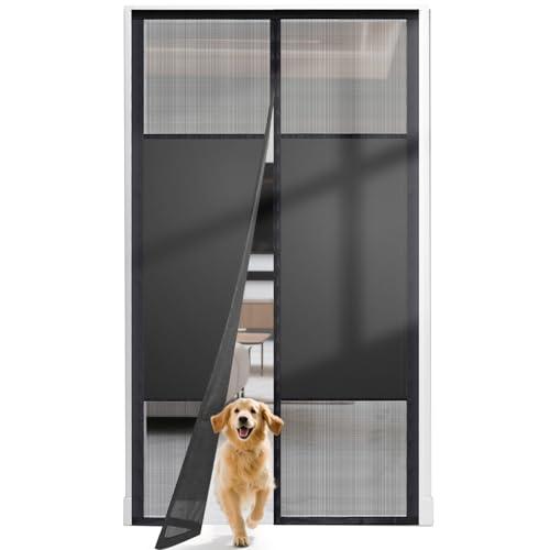 Magnetic Screen Door with Privacy Protection, PET Mesh Screen Fit for Door Size 30x80 Inch (Curtain Size 32x81 Inch), Pet Friendly Screen Curatin for Doorway to Keeps Bugs Out