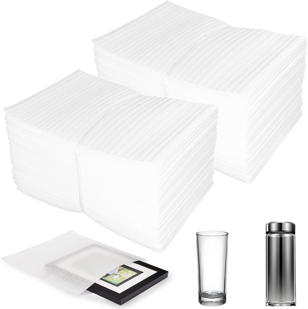 100 Pack 6''x10'' Cushion Foam Pouches, Moving Supplies for Dishes, Packing Foam for Dishes & Cups, Glass Packing Paper and Plate Protectors for Moving Fragile Items (150x250x0.5MM)