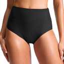 G Gradual Women's High Waisted Bikini Bottoms Tummy Control Swim Bottom Full Coverage Bathing Suit Swimsuit Bottoms for Women (Black) X-Large