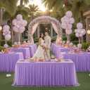 Lavender Tulle Tablecloth for 6 Foot Rectangular Tables 6ft Light Purple Table Cloth Rectangle Wrinkle Free Lilac Table Cover with Tutu Skirt for Wedding Birthday Party Baby Shower Banquet Buffet, 72" x 30"