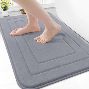 Arotive Memory Foam Bathroom Rug Mat 30x20, Ultra Soft and Absorbent Bath Mat, Machine Wash Dry, Comfortable Bath Rug Carpet for Bathroom Floor, Tub and Shower, Medium Grey