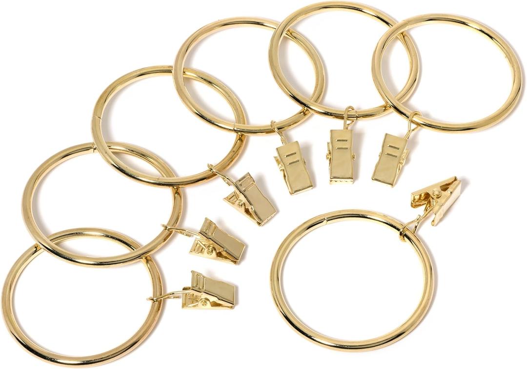 Iron Metal Curtain Clip Rings 2 Inch Interior Diameter (20, Gold)