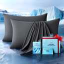 Ultra-Chill Cooling Pillowcase Set of 2 for Hot Sleepers, Softer Than Silk Pillow Cases for Protecting Hair & Skin, Breathable Bed Pillow Covers w/Zipper, Gifts for Women Men(Dark Gray, Queen)