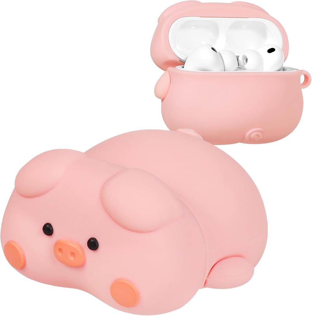 Joyleop for Airpods Pro 3 Case - Cute Funny for Women Girl Kids Girly 3D Kawaii Pig Cartoon Design Silicone Protective Case for Airpods Pro 3rd Gerneration 2025 Cover with Keychian