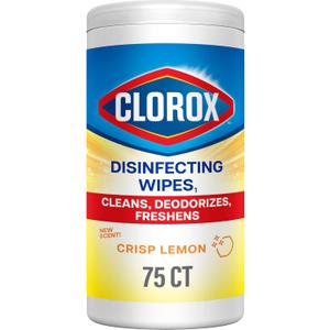 Clorox Disinfecting Cleaning Wipes, Bleach Free, Crisp Lemon, 75 Count 