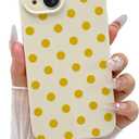 Skyseaco Compatible with iPhone 14 Case Cute Polka Dot Phone Case Soft Slim TPU Shockproof Phone Cover Full Camera Protection for Women Girls - Yellow