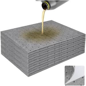 Tottist 100PC Oil Absorbent Pads | 13"x10" Meltblown Polypropylene Mats, Hand-Tear Lines for Automotive & Workshop | Vacuum Eco-Packaging, Reusable Spill Control