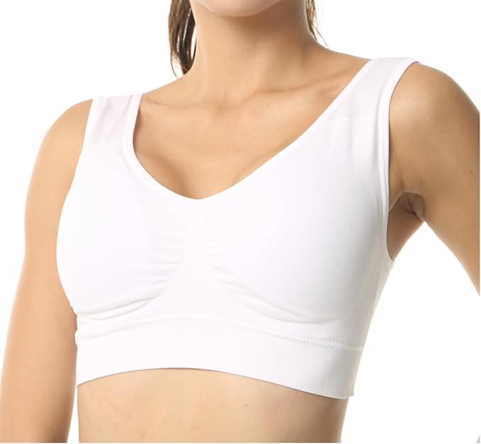 Cabales KINYAOYAO Women's Plus Size High Impact Seamless Racerback Padded Bra L Black-white-beige