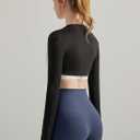 Luna & Sun Women Open Front Long Sleeve Bolero Shrug Yoga Workout Fitness Crop Top (Black, M)