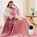 JKMAX Heated Electric Blanket Full Size - 72"x84" Flannel Heating Blanket with 10 Heating Levels & 5 Time Settings Over-Heat Protection, Winter Warmer for Adults with ETL CertificationPink