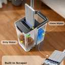 Mop and Bucket Set | Auto-Spray Cleaning | Dirty Water Separation Keep Water Fresh | Flat Mop & Bucket with Wringer | 3x Washable Pads | High-efficiency Cleaning for All Floors Tile Wall Window