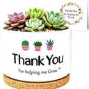 Teacher Appreciation Gift, Teacher Week Present from Student, Plant Pot for Succulent, Thank You for Helping Me Grow, Retirement Thank You Gift for Teacher, Small Flower Planter for Indoor Outdoor