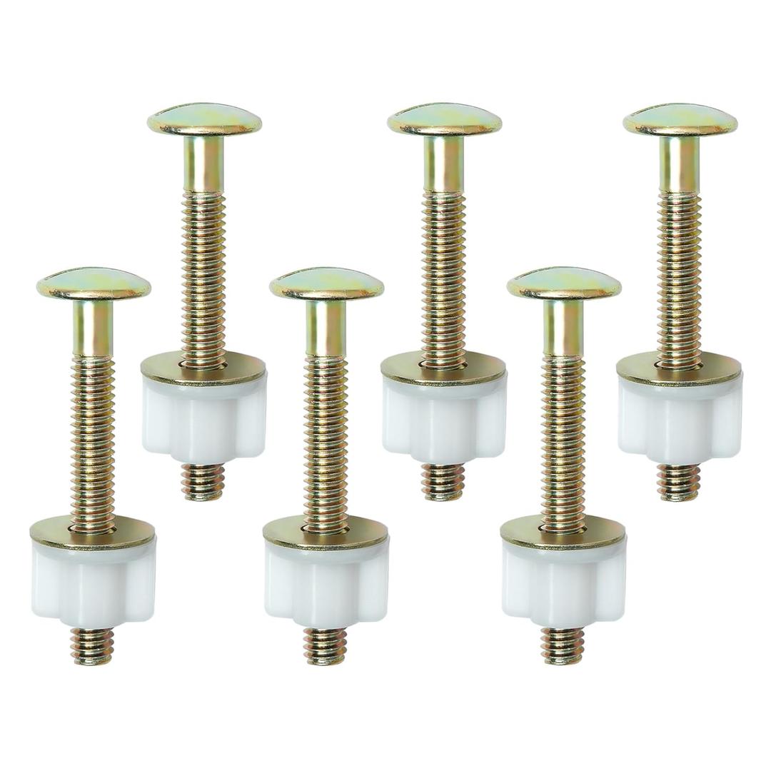 Toilet Seat Screws, Steel Toilet Seat Hinge Bolts and Nuts, Heavy Duty Toilet Fastener with Plastic Nuts and Metal Washers, Toilet Hardware Replacement for Top Mount Toilet Hinges (6)