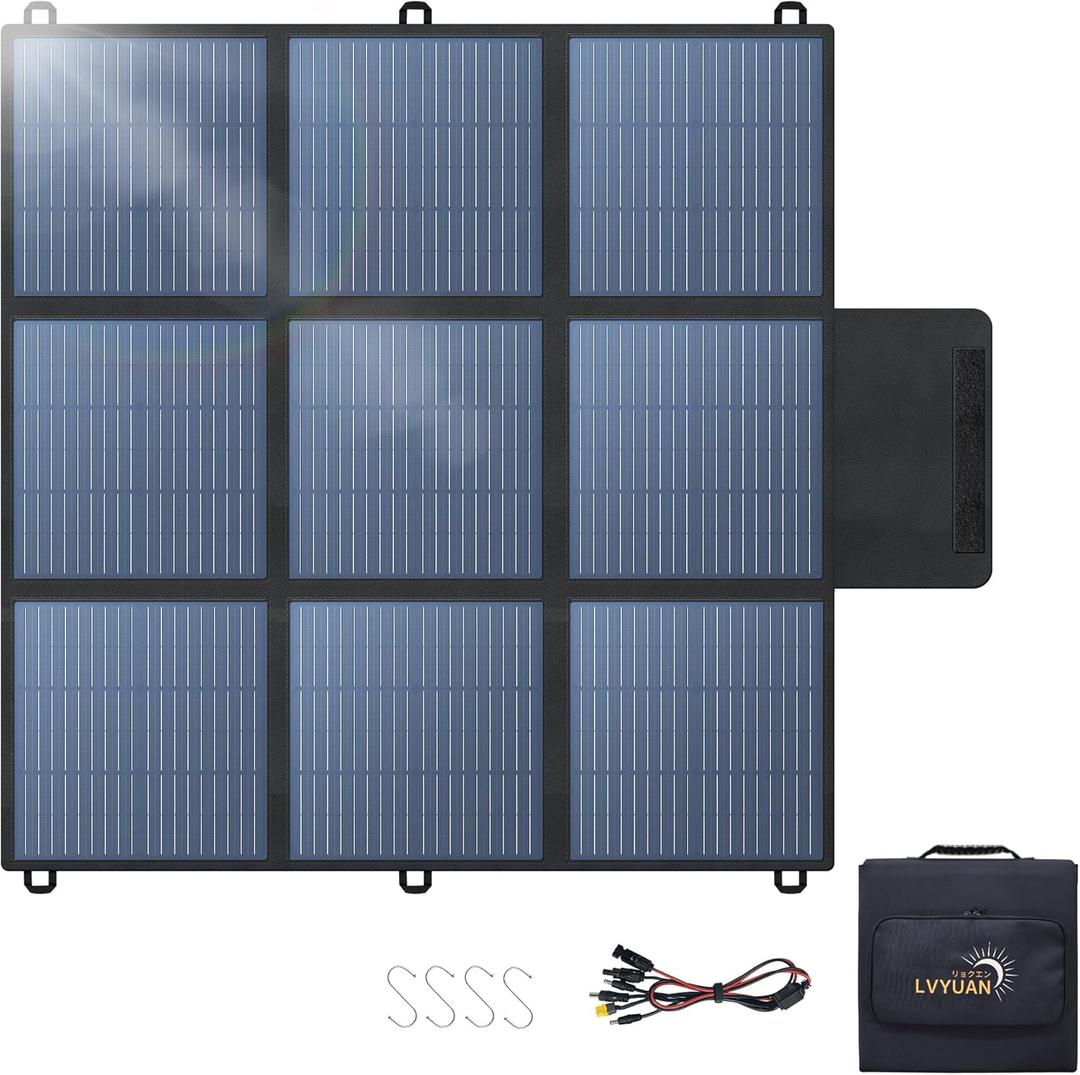 LVYUAN 300W Portable Solar Panel, 20V-24V Foldable Pillow-Sized Solar Panel IP65 Waterproof, Upgraded 23% Efficiency for Solar Power Station Generator for Outdoor Camping Backpacking Hiking