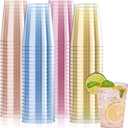 JOLLY CHEF 100 Pack 10 oz Plastic Cups, Disposable Party Cups in Assorted Colors, Plastic Glasses with 4 Colors Suitable for Wedding, Thanksgiving Day, Christmas Party
