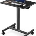 Mobile Standing Desk Rolling Laptop Stand with Wheels, Adjustable Height Computer Table for Couch, Workstation, Home Office, 25.7''  19'' Black