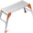 LEADALLWAY Aluminum Work Platform Step Ladder Heavy Duty Foldable 440 Lbs Capacity 30"x12"x20" Silver