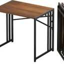 32 inch Folding Small Desk, Writing Gaming Computer Camping Desk for Small Spaces, No Assembly Required Home Office Desk, Mahogany
