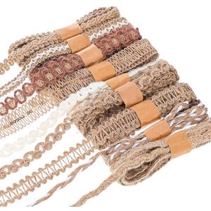 9 Rolls Burlap Lace Ribbon Trim, 18 Meters Jute Craft Ribbon, Vintage Burlap Ribbons for DIY Sewing, Rustic Wedding Decorations, Gift Wrapping, Party Supplies, Crafts and Home Decoration