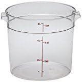Cambro 6 & 12 Quart Clear Polycarbonate Round Food Storage Containers, One Each 6 & 12 Quart with Lids in this Bundle.