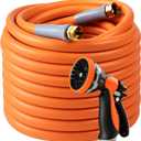 Garden Hose 50 ft x 5/8 with 10 Functions Leak-Proof Garden Hose Nozzle, Water Hose Heavy Duty, 3/4" Solid Brass Fittings, Flexible Lightweight Kink-less Hose for Watering, Washing, 600 Burst PSI
