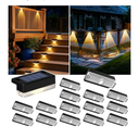 Solar Deck Lights Outdoor 16 Packs, Solar Powered LED Step Lights Waterproof Outdoor for Deck, Stairs, Step, Fence, Wall, Patio, Yard, Pool and Pathway