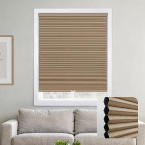 DEZ FURNISHINGS Cordless 1.5" Blackout Cellular Shade, 29"W x 48"H, Latte