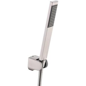 KES BRASS Handheld Shower Head with 1.5-Meter Long Hose and Holder Bracket Replacement Showerhead for Bathroom Showering System Contemporary Square Style Brushed Nickel, LP135-BN