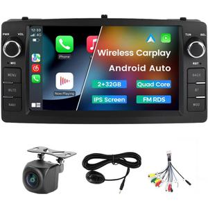 Android Double Din Car Stereo for Toyota Corolla E120 2000 2001 2002 2003 2004 2005 2006, 7 Inch Touch Car GPS Radio Wireless Car-Play Android Auto Support WiFi Blue-Tooth FM RDS, 2GB RAM 32GB ROM