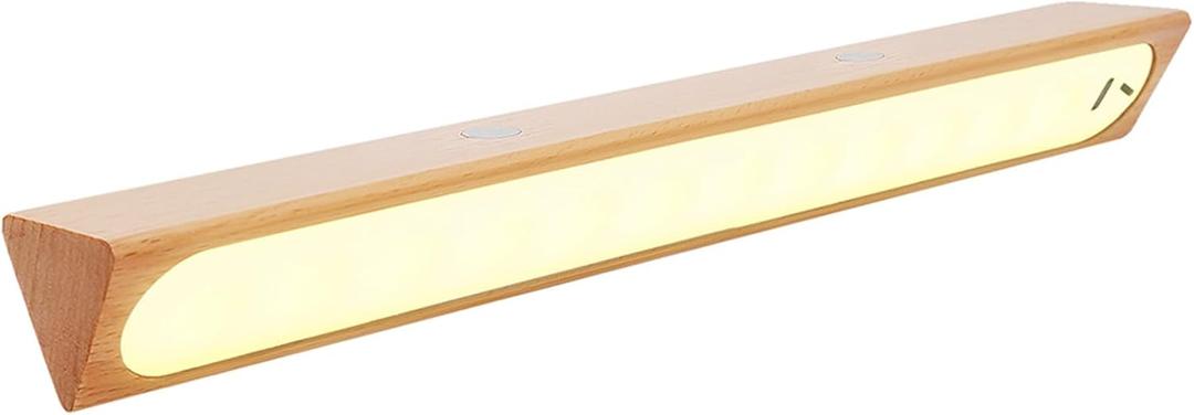 LANDGOO LED Wooden Inside Closet Lights, Infrared Sensor Inside Cabinet Lights Wardrobe Counter Lamp USB Rechargeable Battery Operated Magnetic for Kitchen (1PC)